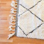 hecha a mano en Marruecos - Made in Marruecos|Alfombra de lana H - 160 x 248 cm Alfombra blanca y negra marroquí