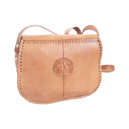 bolso de cuero crusado pequeño camel