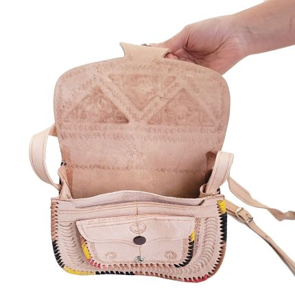 bolso de cuero crusado pequeño palo rosa
