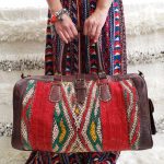 70cm de ancho|Bolso de viaje de cuero y Kilim