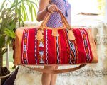 Bolso de viaje de cuero y Kilim