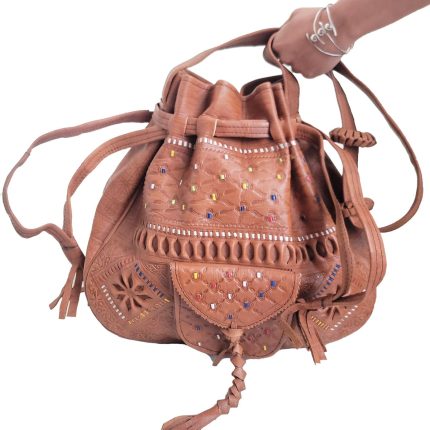 cartera bolso de cuero grande café con colores