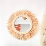 espejo de rafia grande marroqui hecho de fibra natural