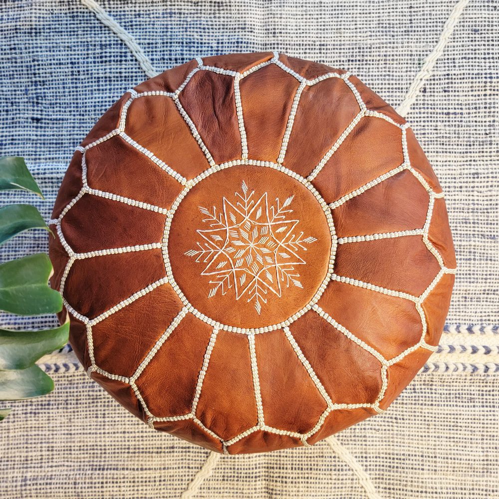 Puff de Cuero Canela Puff de Cuero Canela|DECORAR TU HOGAR CON POUFS MARROQUIES