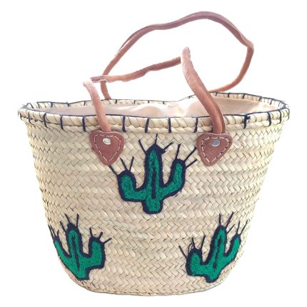 Bolso Cesta de Doum con tejidos de cactus