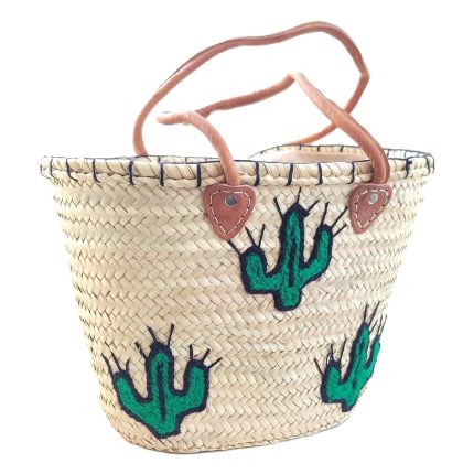 Bolso Cesta de Doum con tejidos de cactus