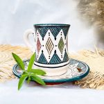 Mug Marroquí Verde - Taza de té + plato hechos a mano