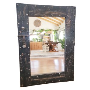 espejo de madera puerta marroqui negra vintage
